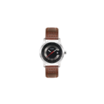 Men’s Classic Brown Leather Strap Watch – Black Dial Quartz Wrist Watch