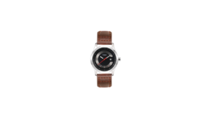 Men’s Classic Brown Leather Strap Watch – Black Dial Quartz Wrist Watch