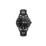 TOMI Men’s Classic Black Leather Watch – Black Dial Quartz Wrist Watch
