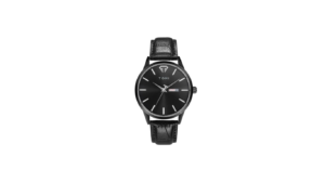 TOMI Men’s Classic Black Leather Watch – Black Dial Quartz Wrist Watch