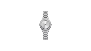 SKMEI 1262 women's analog quartz watch with a crystal-adorned bezel and a silver-toned stainless steel strap